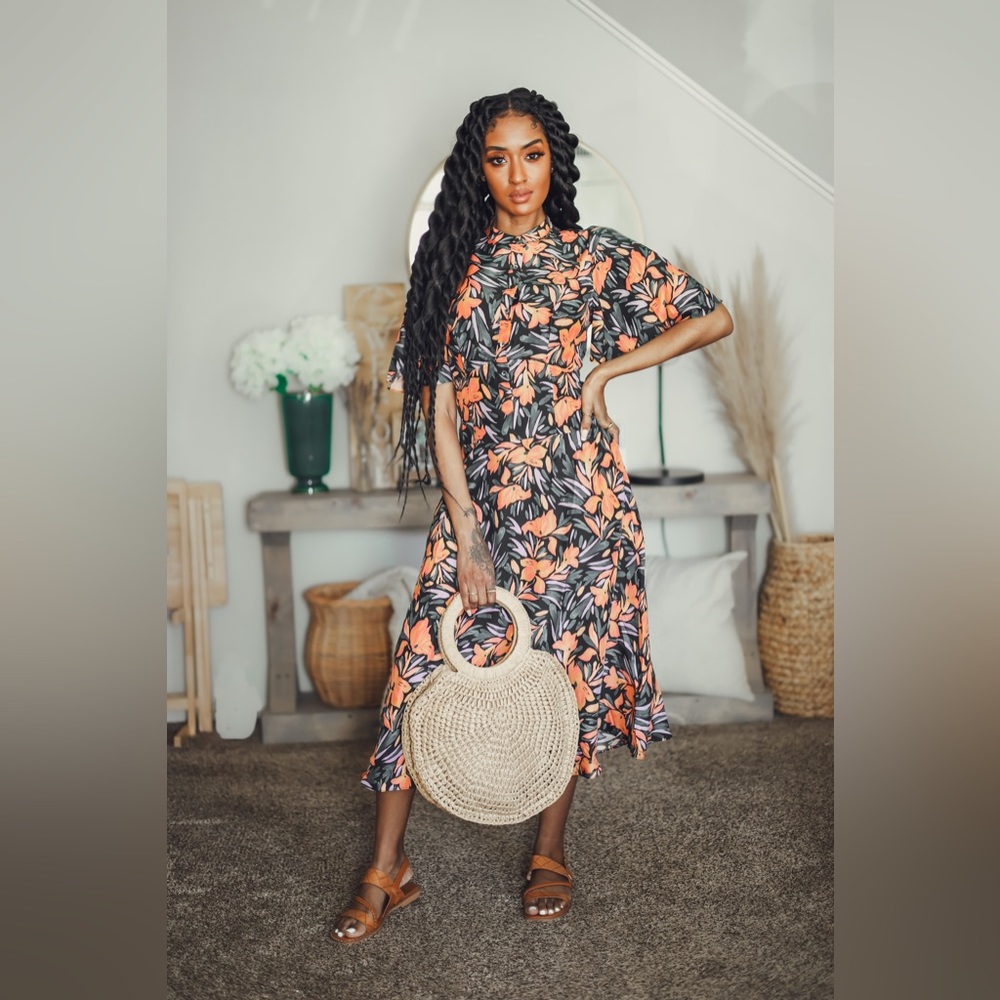 Floral button up dress